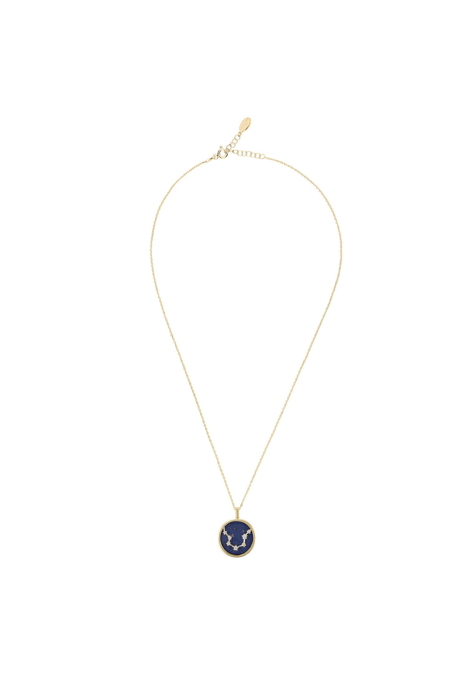 Personalized Necklaces - Zodiac Lapis Lazuli Gemstone Star Constellation Pendant Necklace Gold Aquarius 