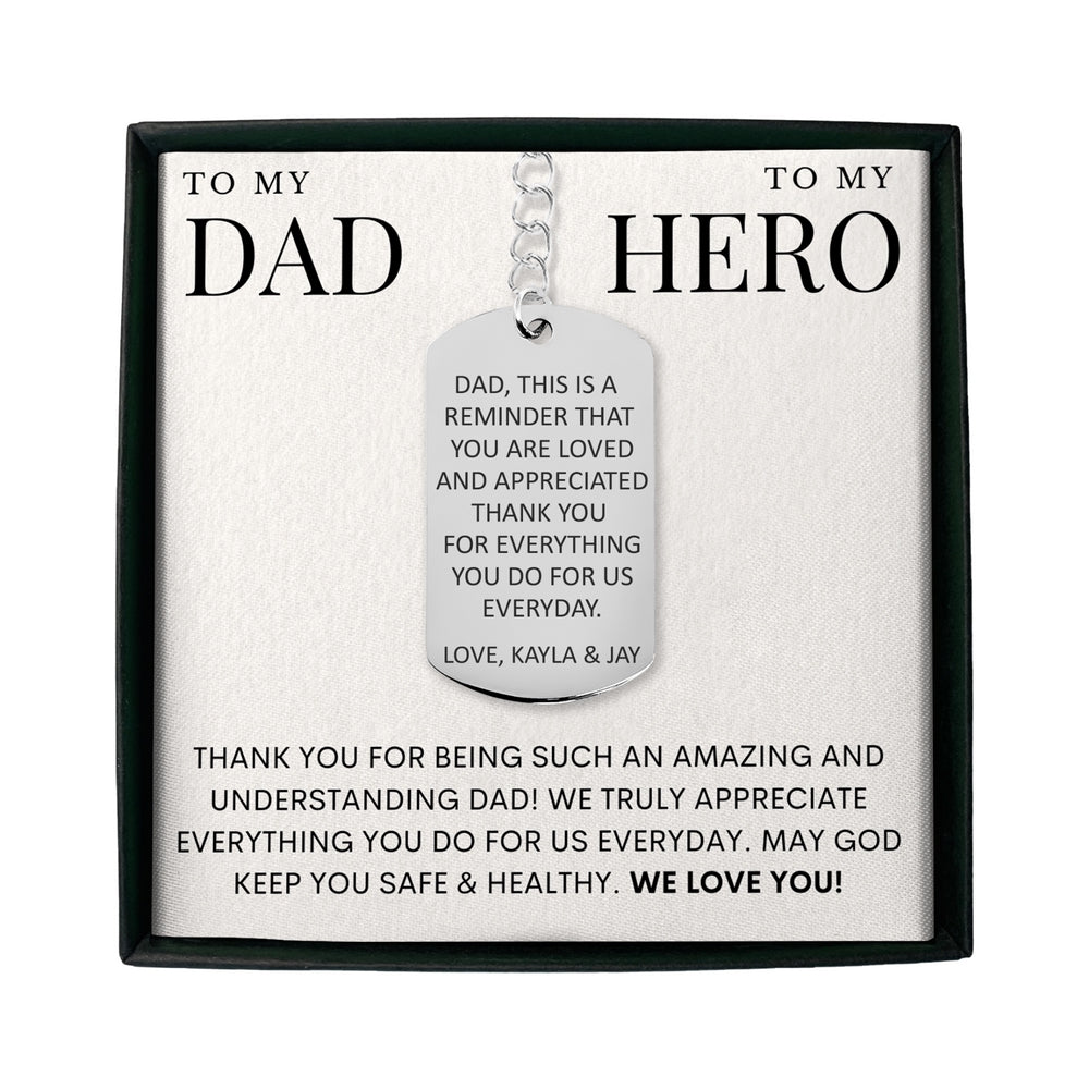 Personalized Keyrings - Hero Dad Custom Message Tag Keychain 
