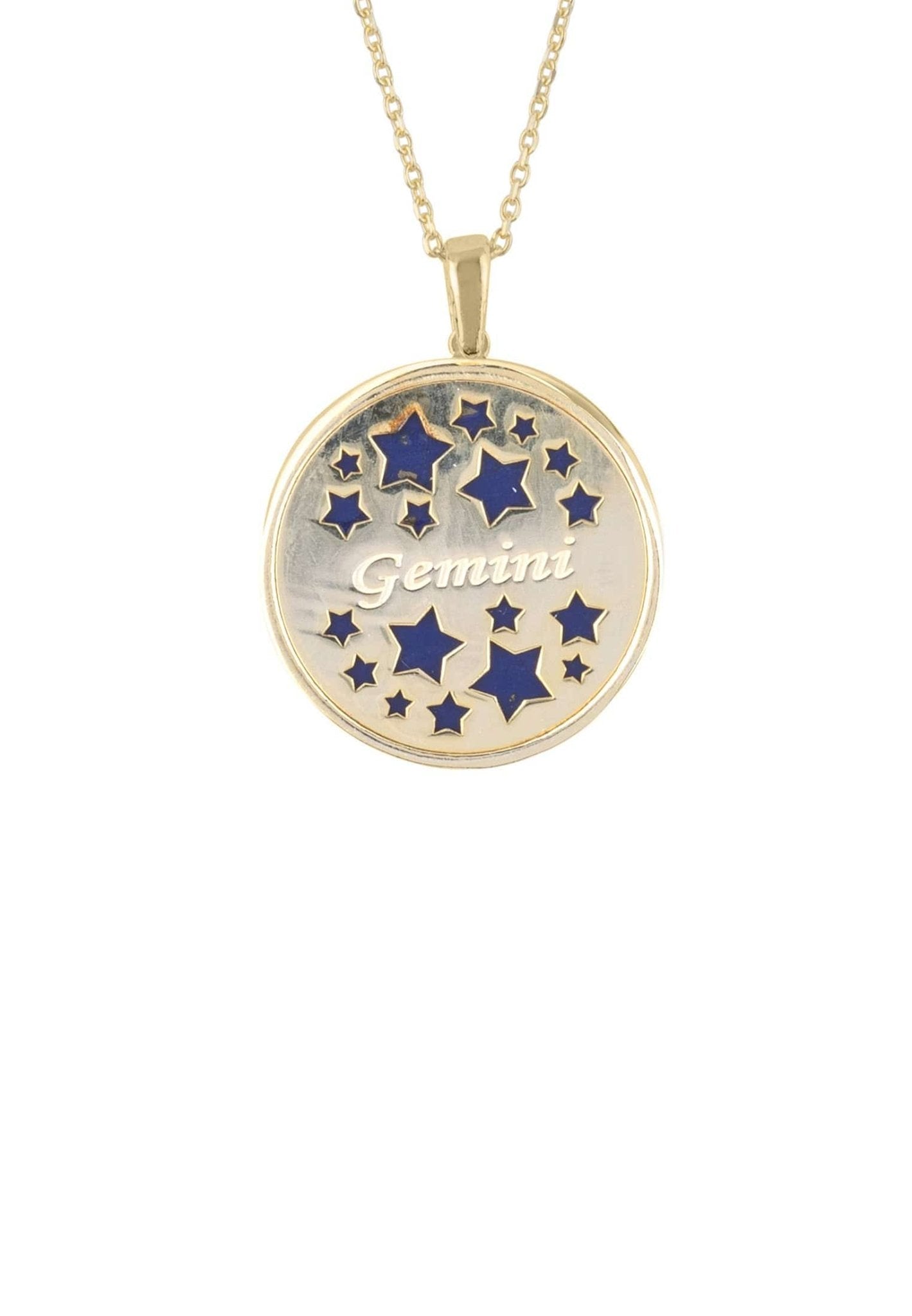 Personalized Necklaces - Zodiac Lapis Lazuli Star Constellation Pendant Necklace Gold Gemini 