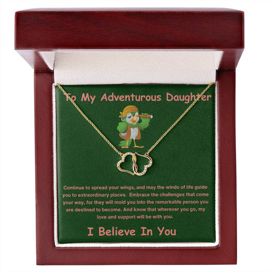 10ct Gold And Diamond Necklace + Adventurous Daughter Message Card