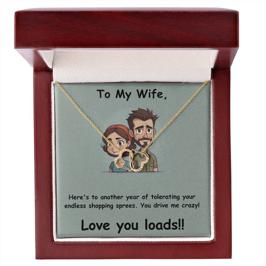 10ct Gold & Diamond Necklace + Shopper Wife Anniversary Card