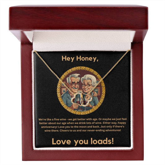 10ct Gold Necklace + Like Fine Wine Anniversary Card