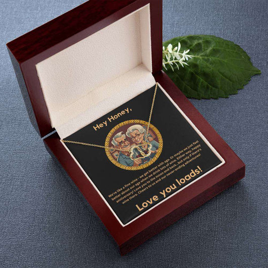 10ct Gold Necklace + Like Fine Wine Anniversary Card