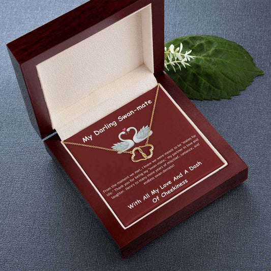 10k Gold And Diamond Hearts Necklace + Swanmates Message Card