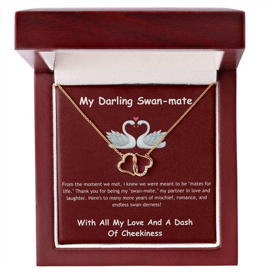 10k Gold And Diamond Hearts Necklace + Swanmates Message Card
