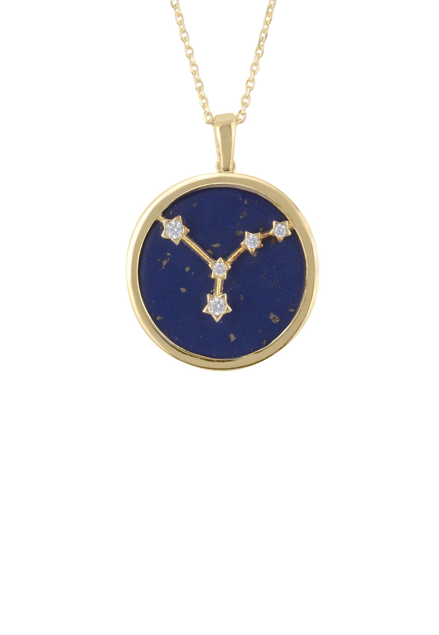 Personalized Necklaces - Zodiac Lapis Lazuli Star Constellation Pendant Necklace Gold Cancer 