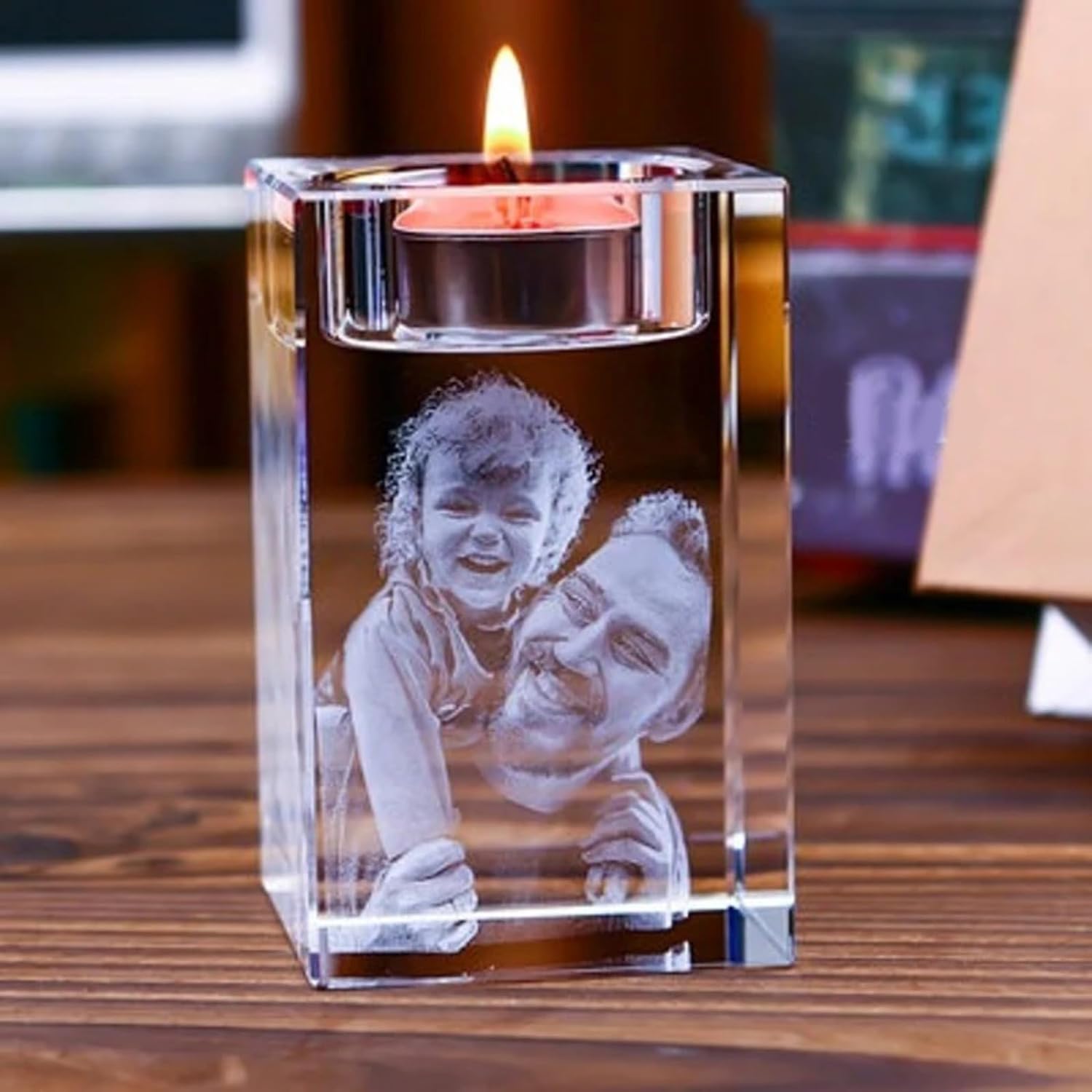 Personalized 3D Crystal Candle Holder - GiftsofaKind