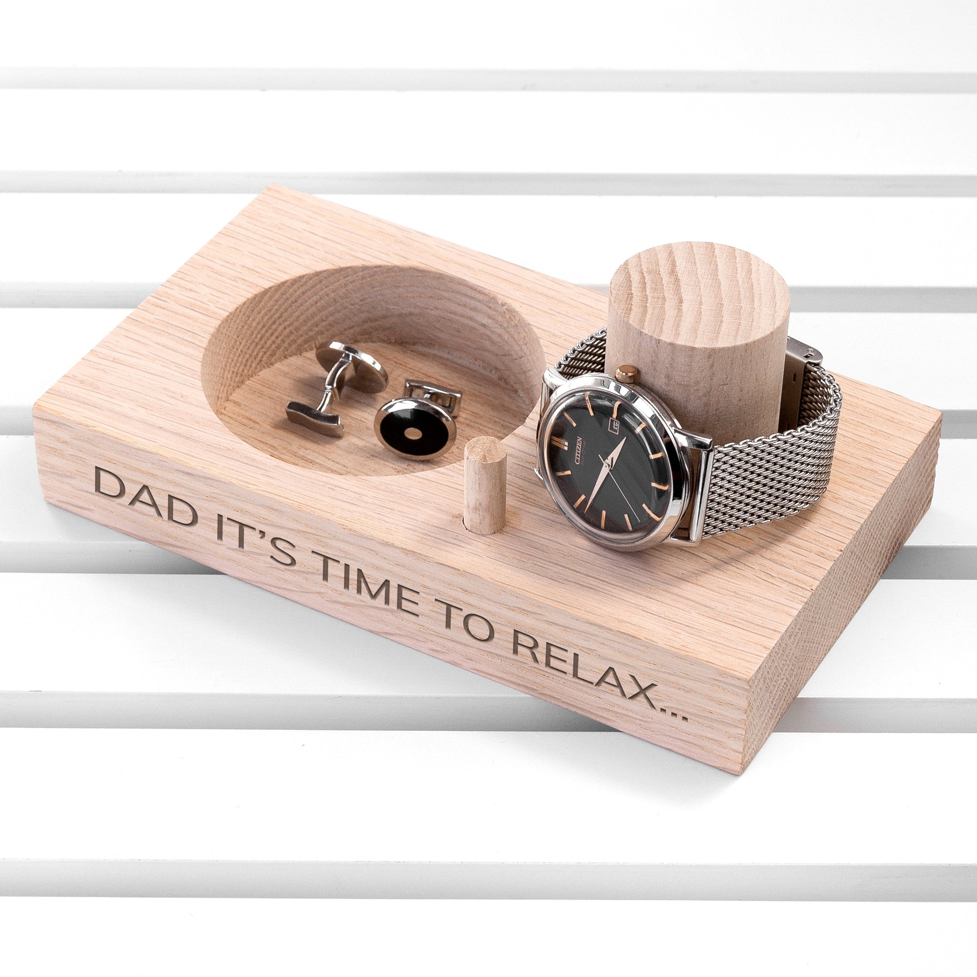 Personalized Oak Wood Watch Stand - GiftsofaKind