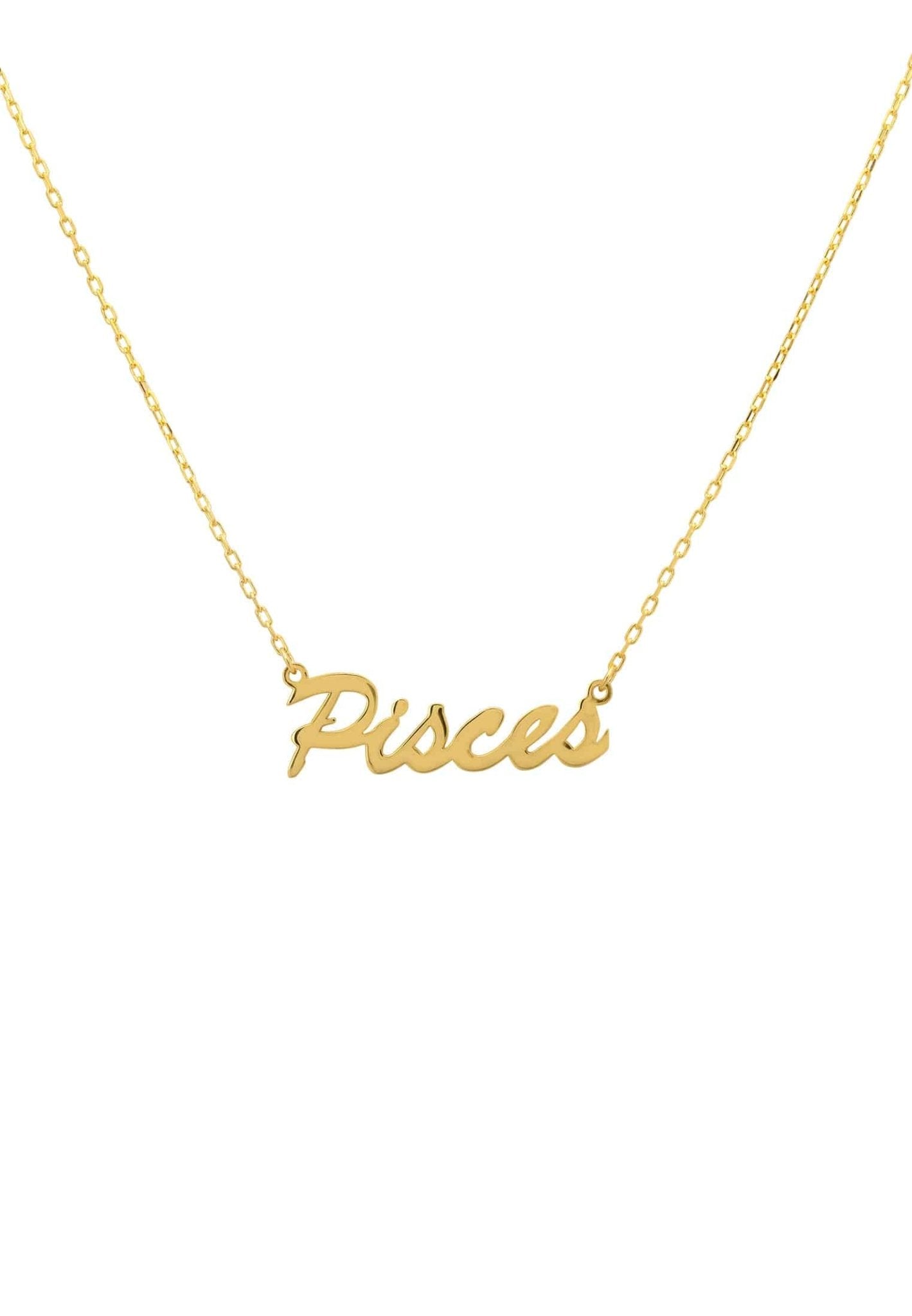 Personalized Necklaces - Zodiac Star Sign Name Necklace Gold Pisces 