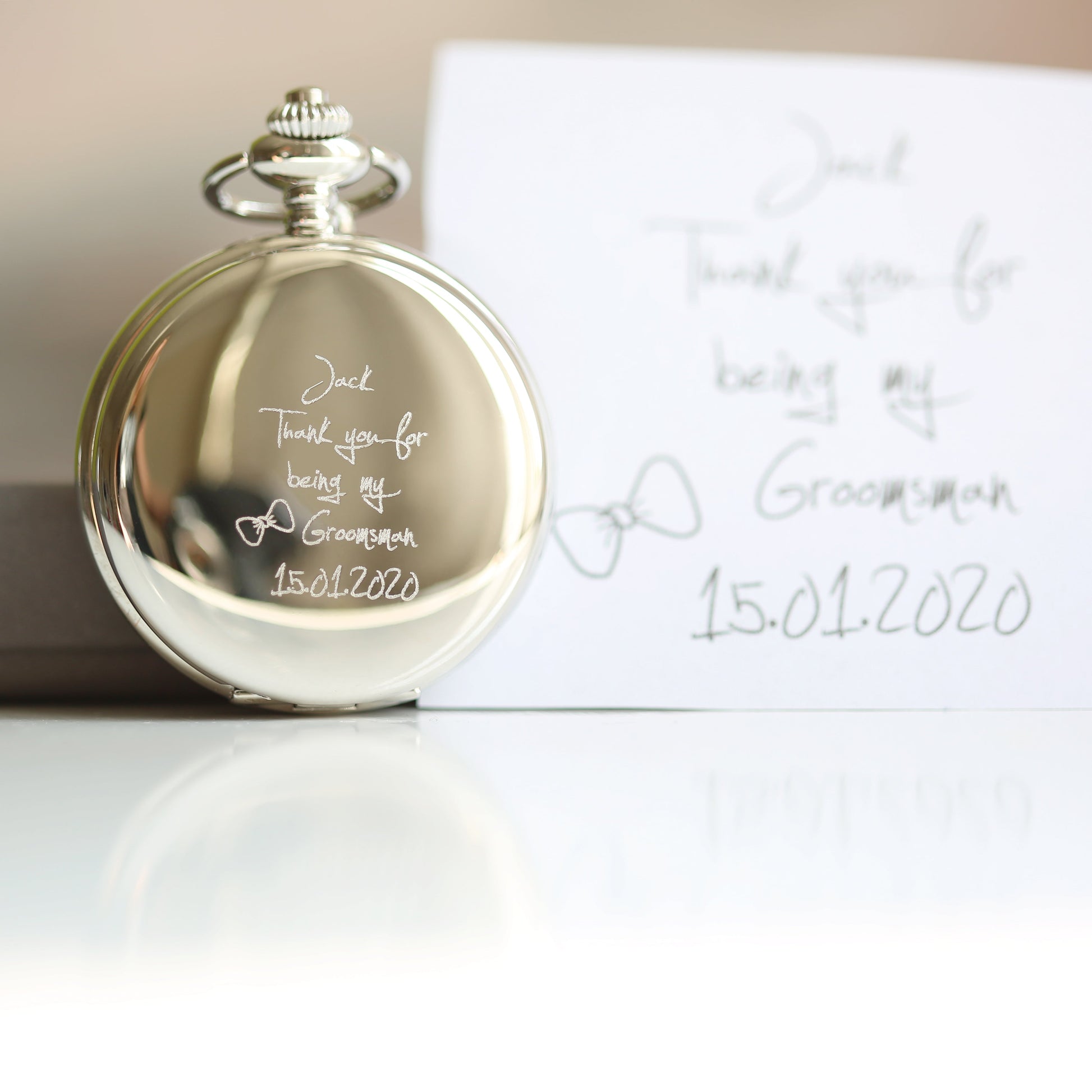 Personalized Pocket Watches - Own Handwriting Dual Opening Pocket Watch 