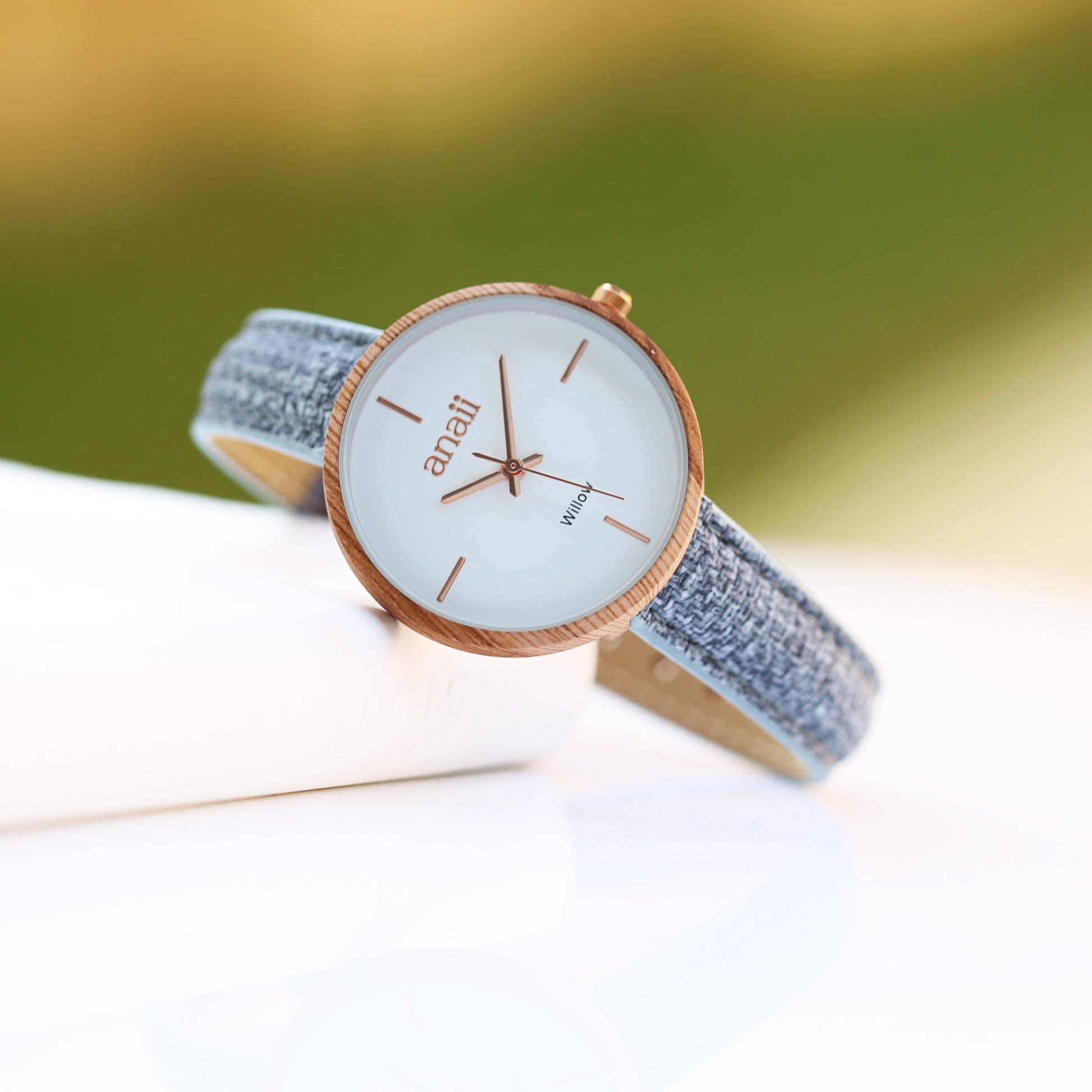 Personalized Ladies' Watches - Handwriting Engraved Watch in Lake Blue 