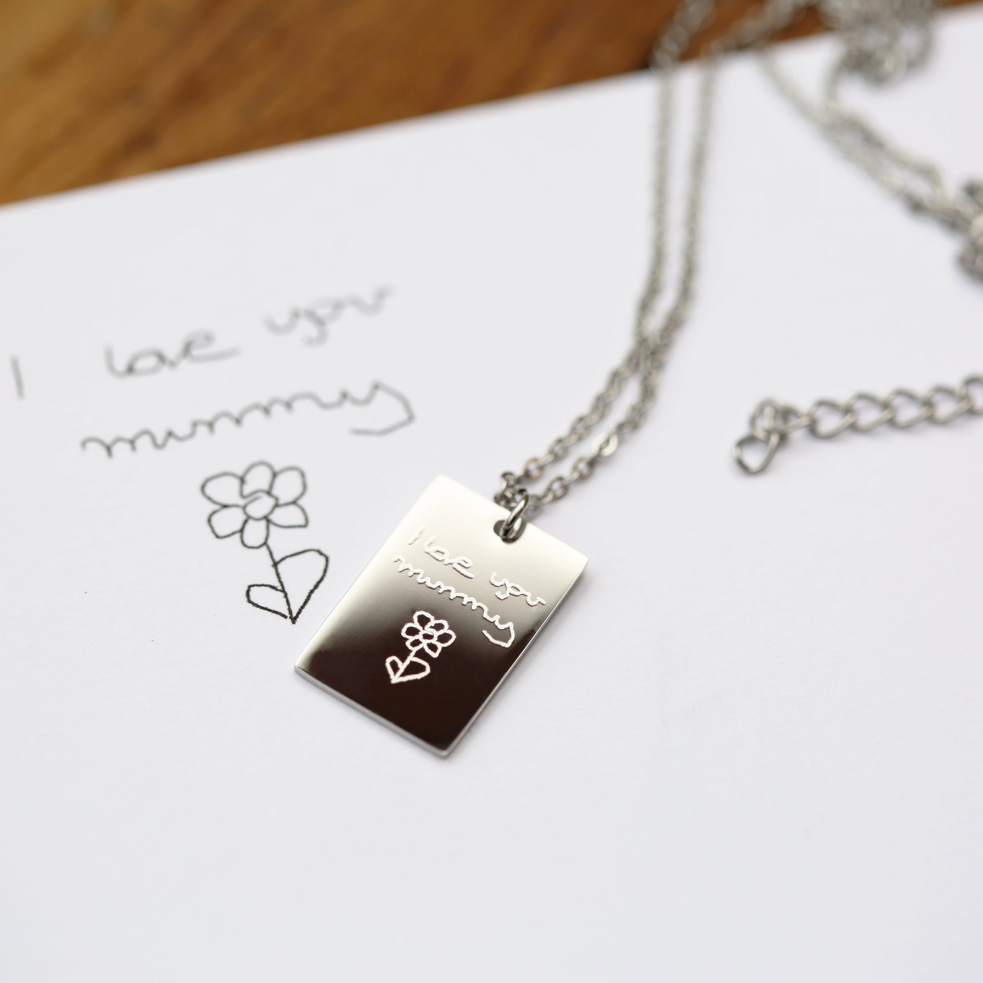 Personalized Necklaces - Dazzle Personalized Necklace - Own Handwriting Engraving 
