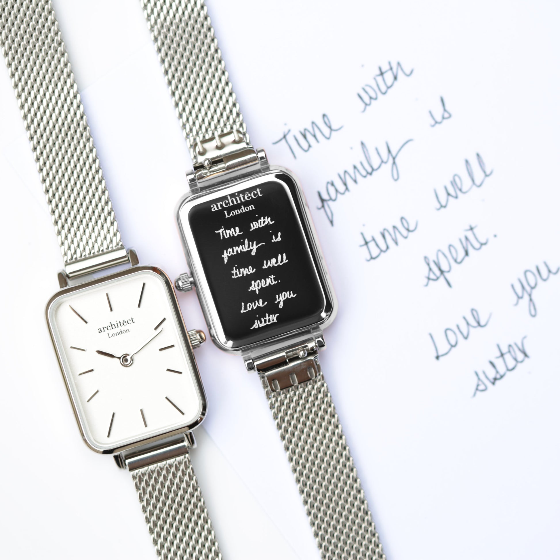 Personalized Ladies' Watches - Handwriting Engraved Watch In Cloud Silver 