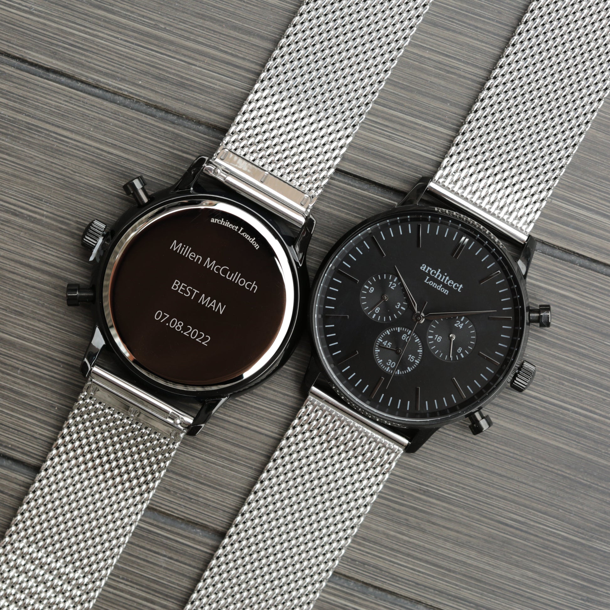 Personalized Men's Watches - Men's Architect Personalized Watch In Black & Silver 
