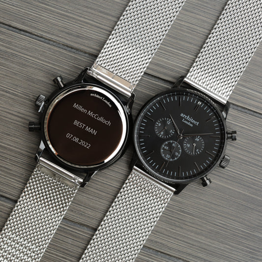 Men's Architect Personalized Watch In Black & Silver