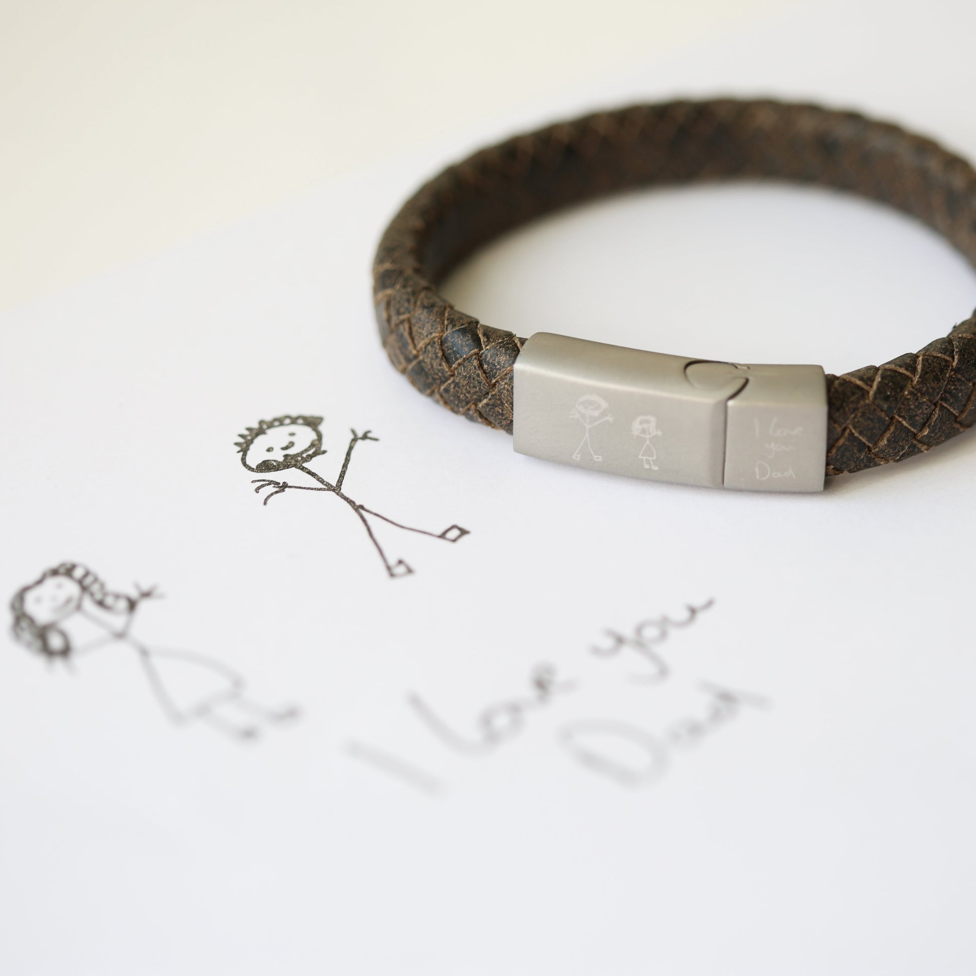 Personalized Men's Bracelets - Handwriting Engraved Antique Style Bracelet - Rustic 
