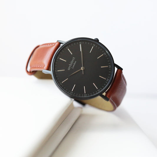 Men's Handwriting Engraved Watch - Minimalist Watch + Walnut