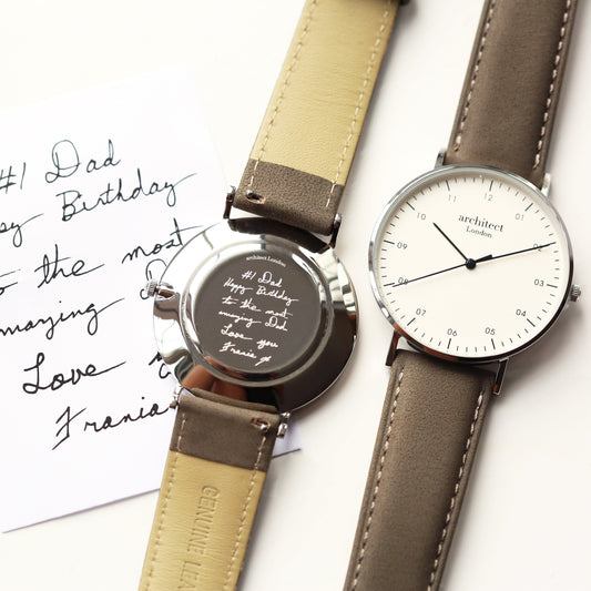 Men's Handwriting Engraved Watch - Architect Zephyr + Urban Grey
