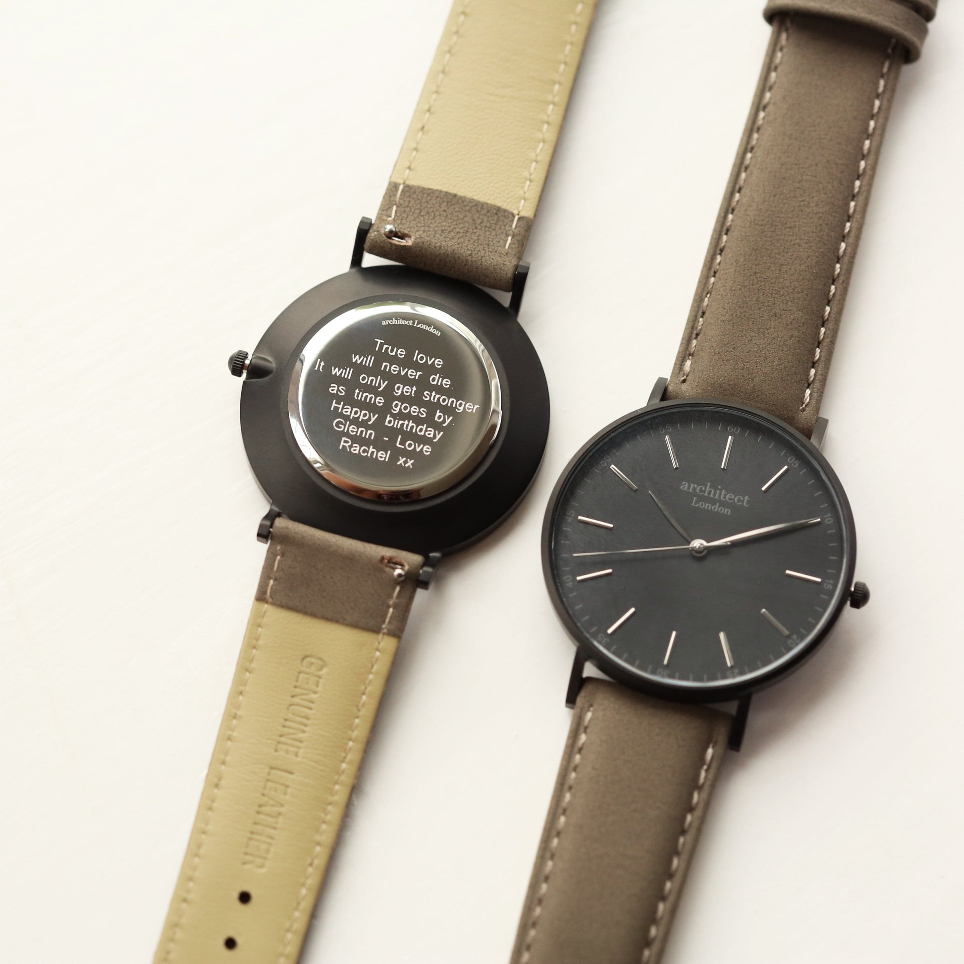 Personalized Men's Watches - Men's Minimalist Engraved Watch In Urban Grey 