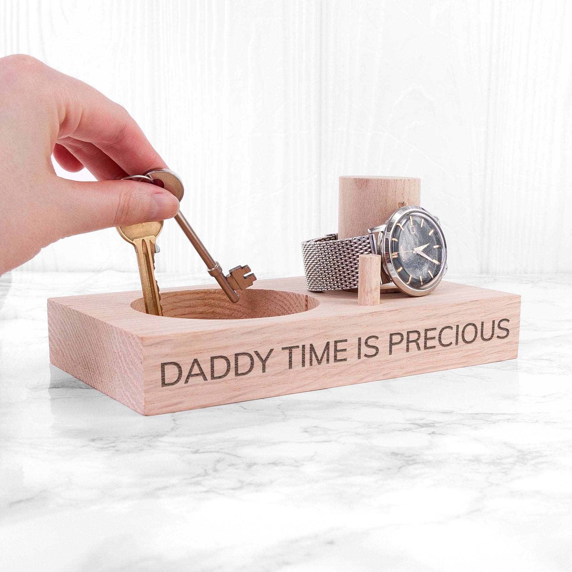 Personalized Tidy Trays - Personalized Oak Wood Watch Stand 