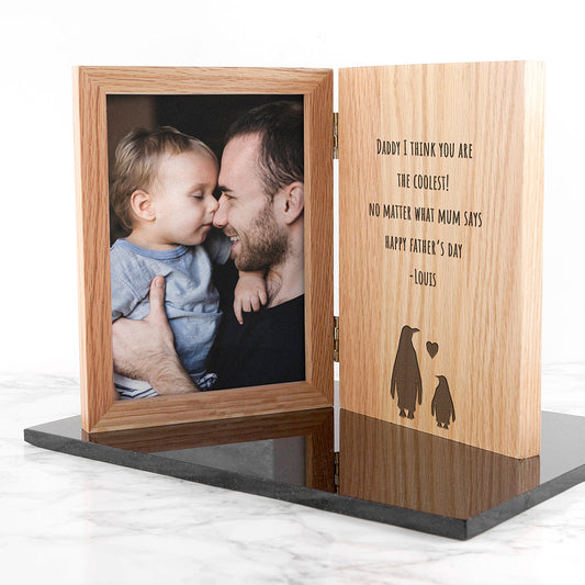 Personalized Father's Day Penguin Book Photo Frame