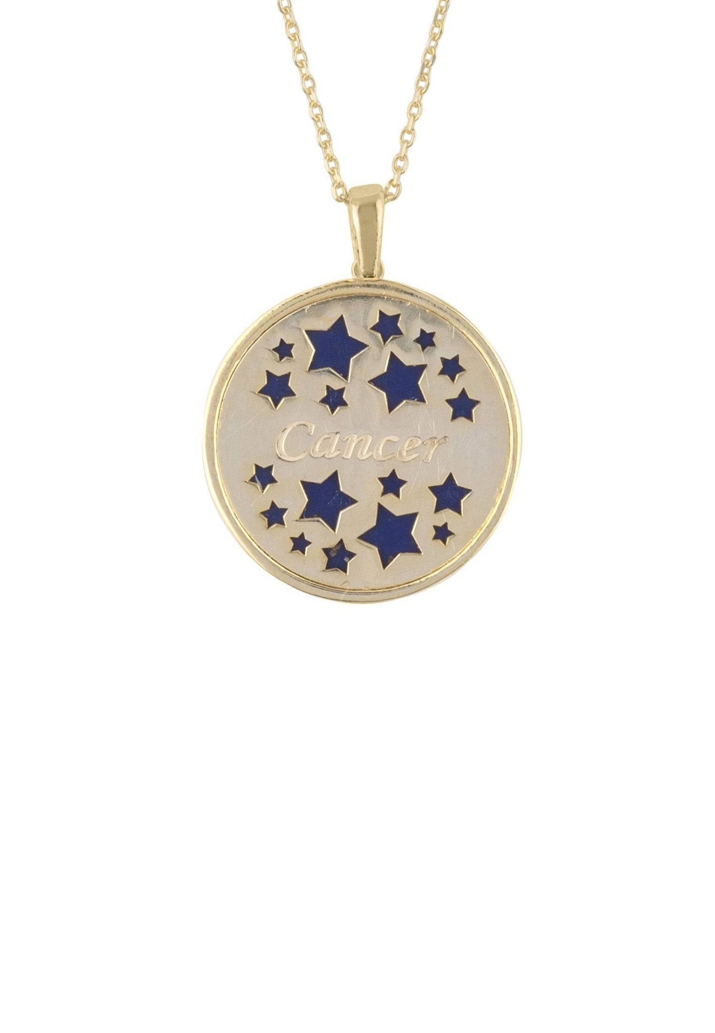 Personalized Necklaces - Zodiac Lapis Lazuli Star Constellation Pendant Necklace Gold Cancer 