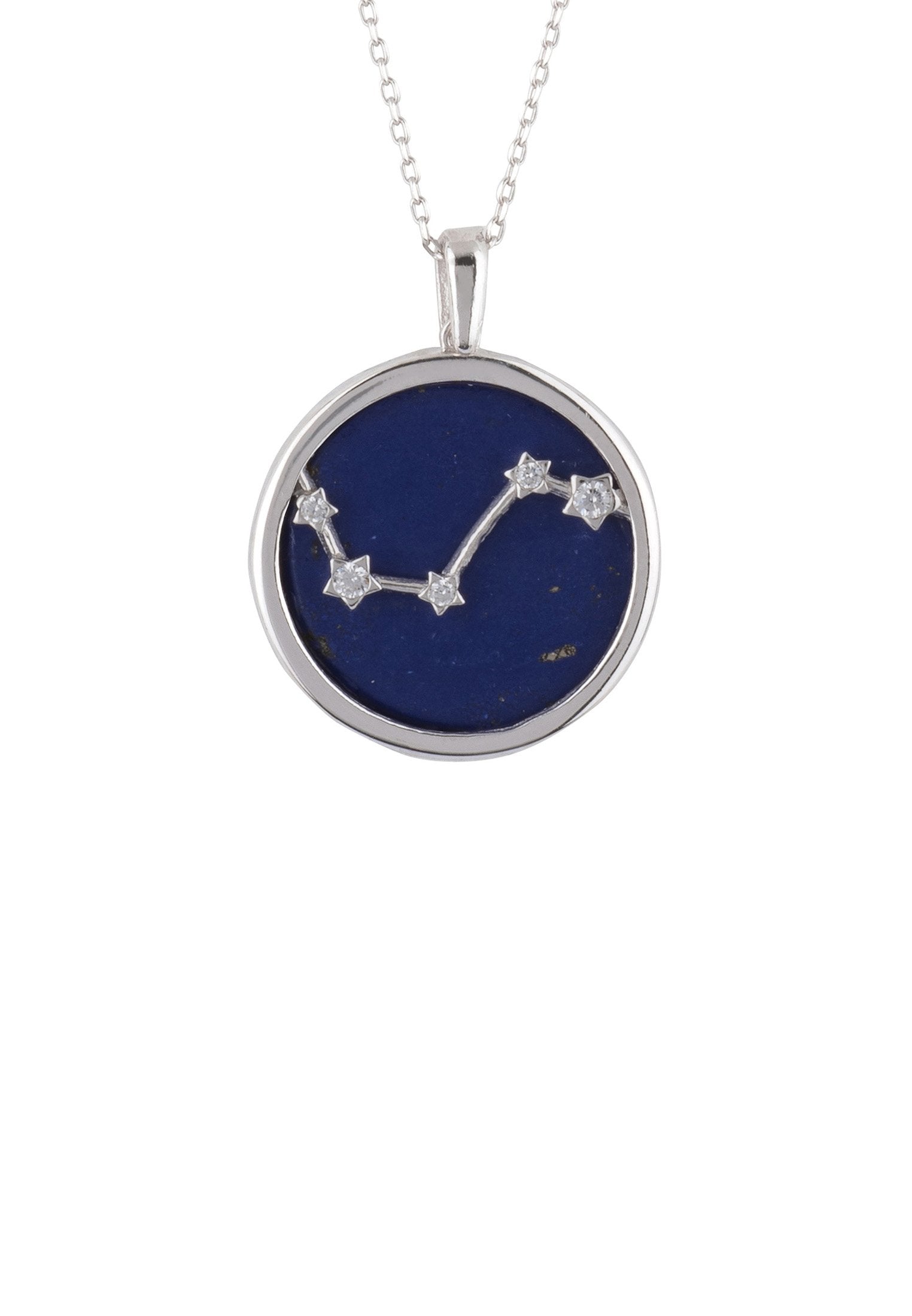 Personalized Necklaces - Zodiac Lapis Lazuli Constellation Pendant Necklace - Silver Aries 