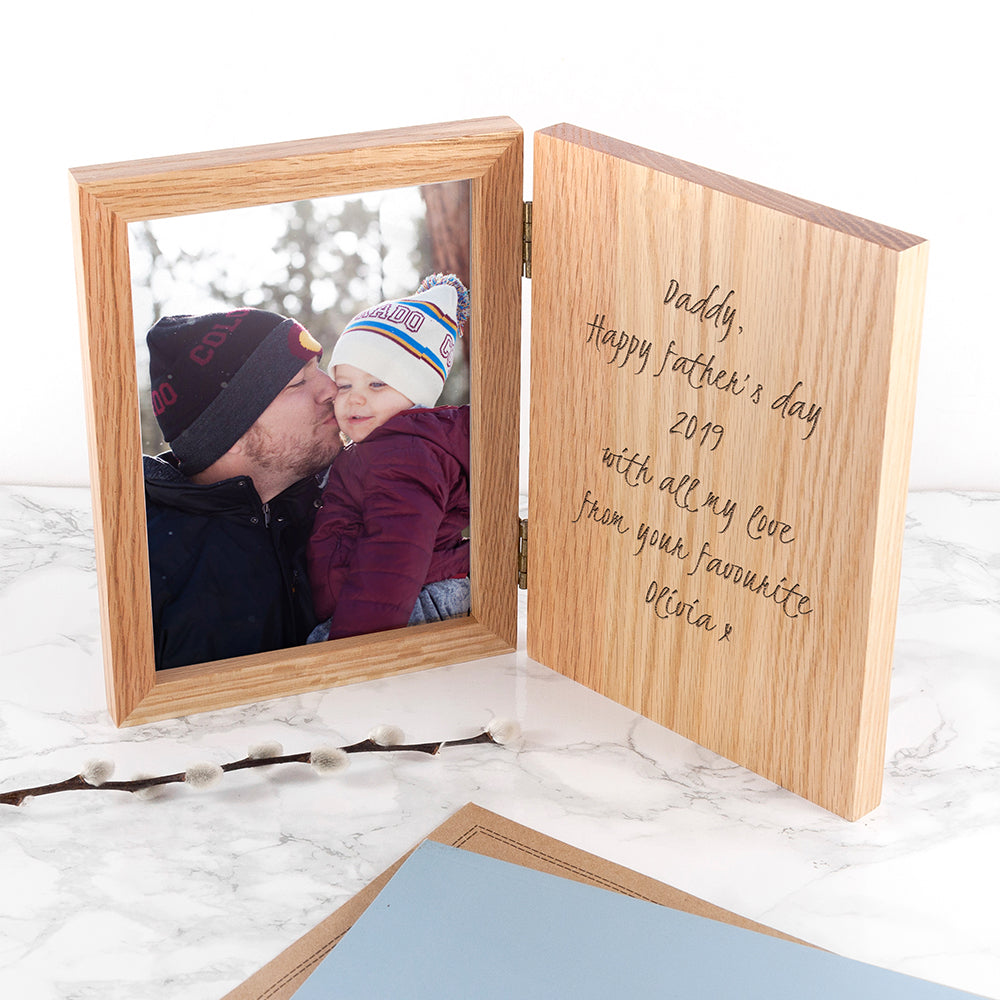 Personalized Photo Frames - Personalized Oak Book Photo Frame 