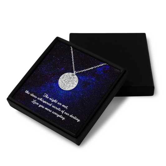 Custom Star Map Necklace + Message Card