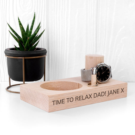 Personalized Oak Wood Watch Stand