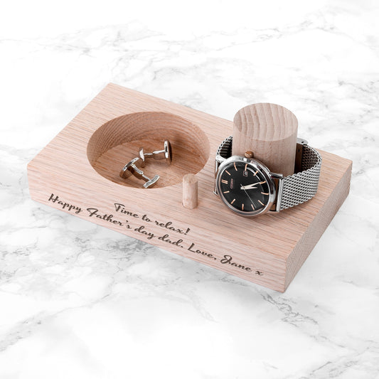 Personalized Oak Wood Watch Stand