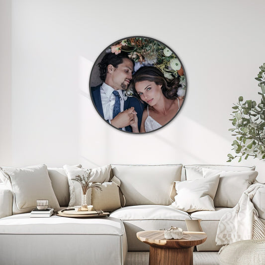 Round Framed Custom Photo Canvas Wall Print