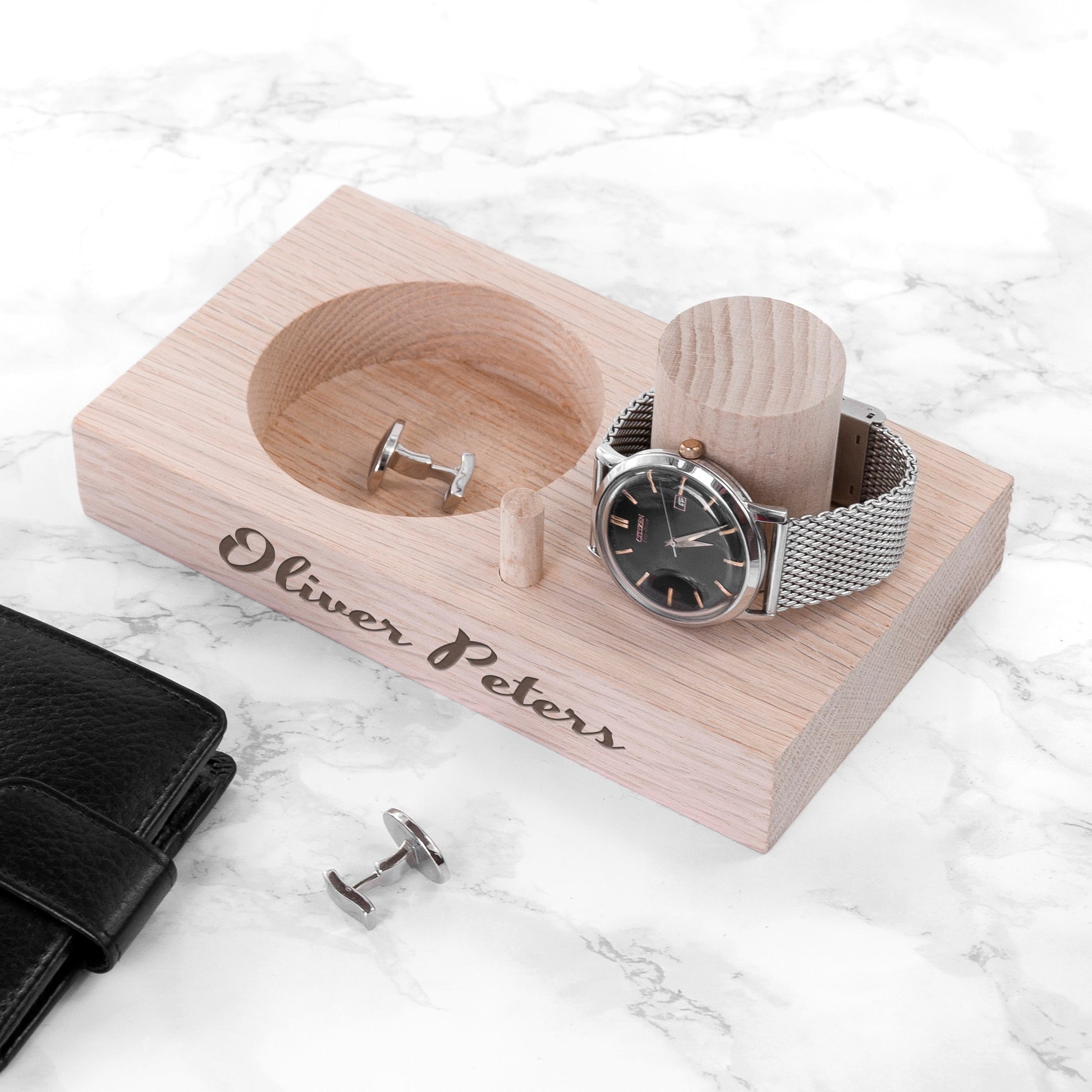 Personalized Oak Wood Watch Stand - GiftsofaKind