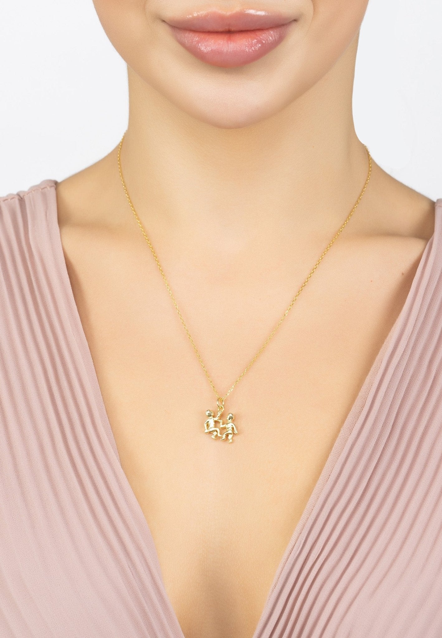 Personalized Necklaces - Zodiac Gemini Star Sign Necklace Gold 