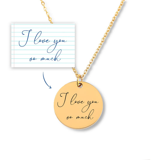 Coin Pendant Necklace With Handwritten Message