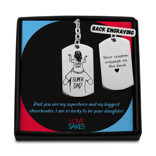 Personalized Super Father-Daughter Keychain