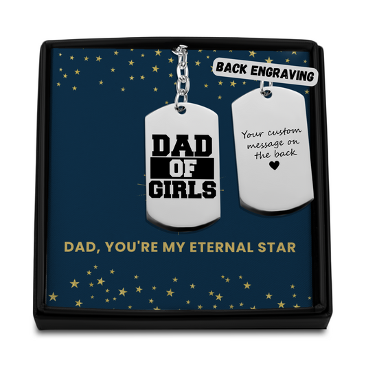 Dad of Girls Personalized Keychain