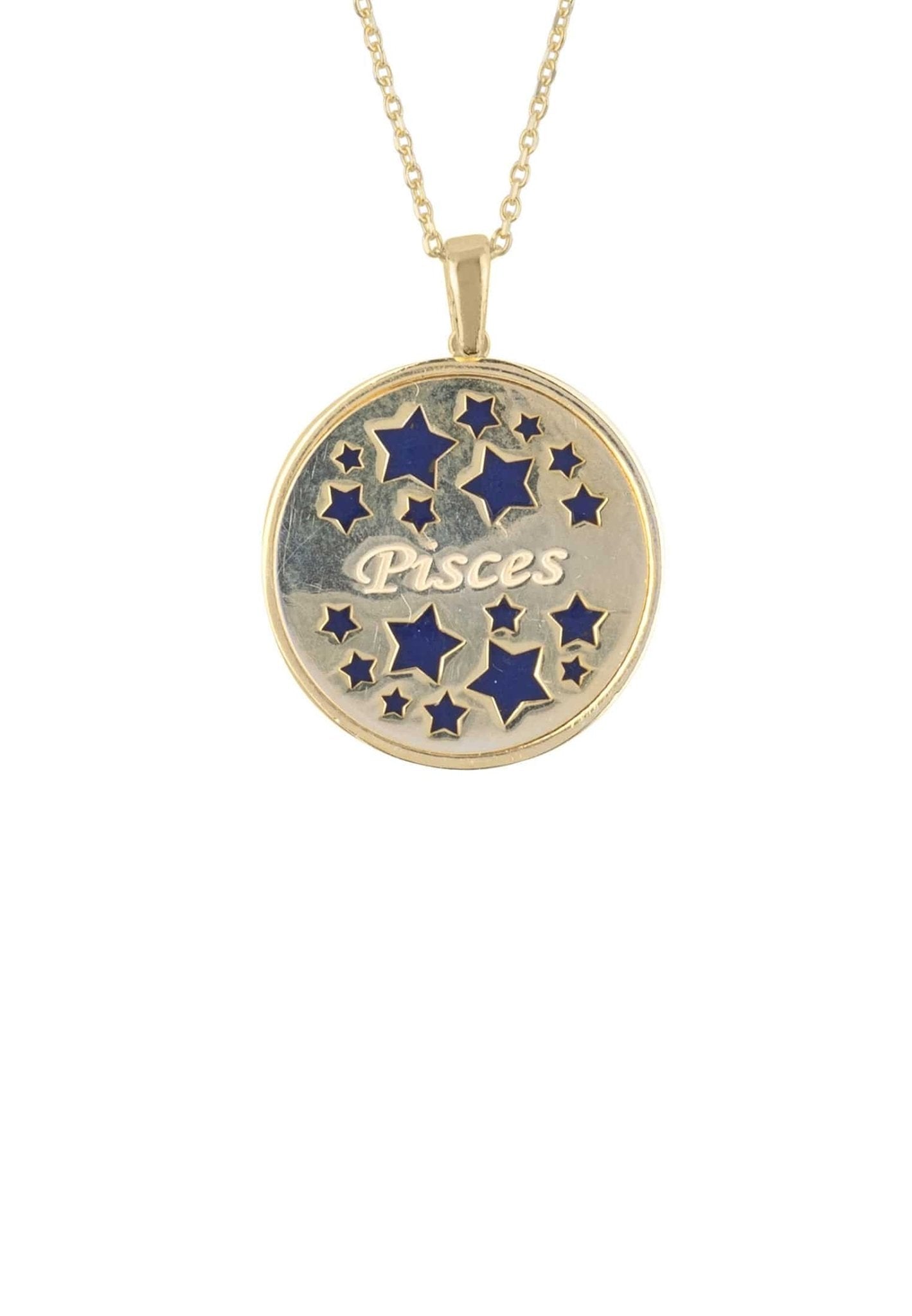 Personalized Necklaces - Zodiac Lapis Lazuli Star Constellation Pendant Necklace Gold Pisces 