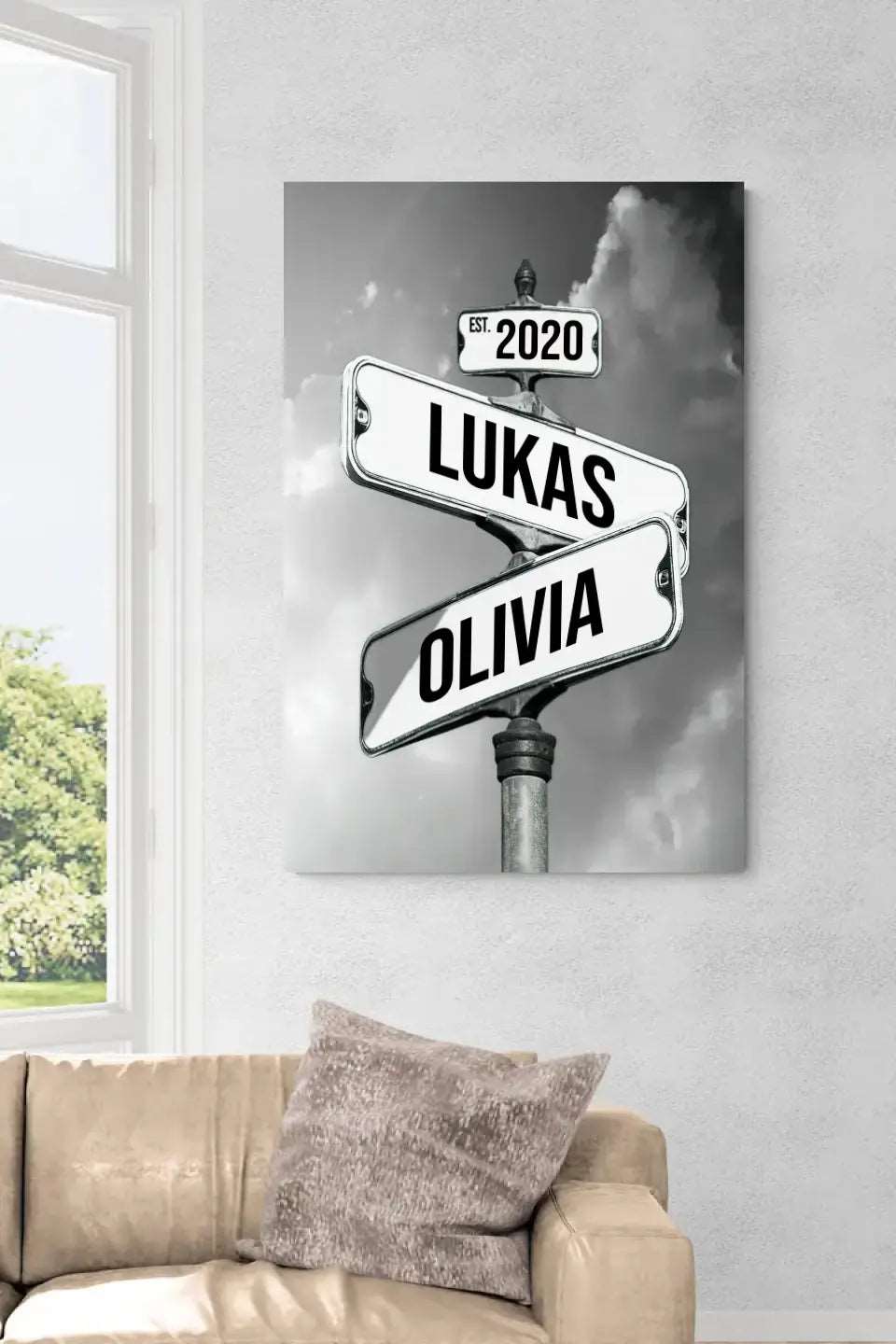 Personalized Wall Print - Couple Street Sign Anniversary Canvas 