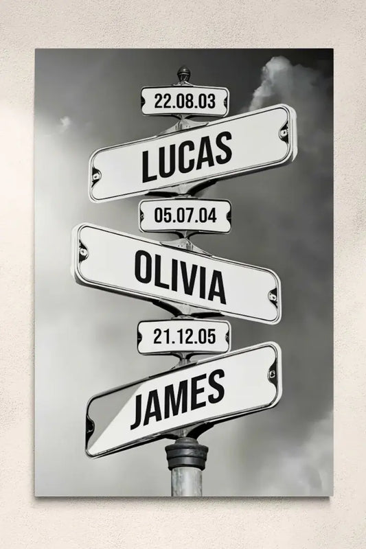 Multi-name Street Sign Canvas With DOB