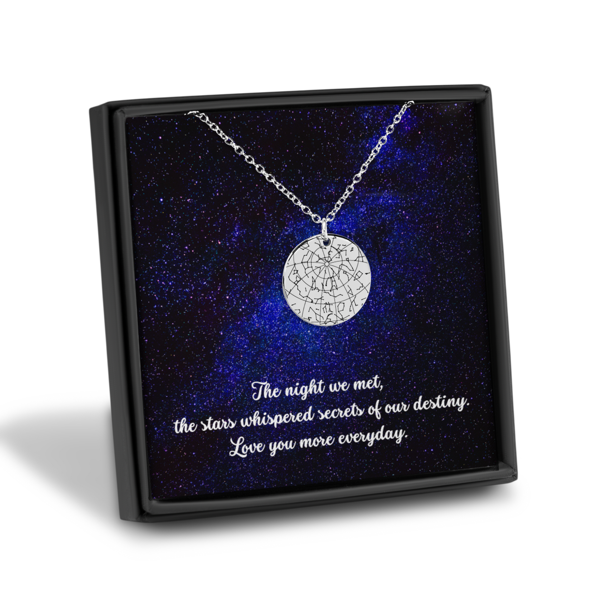 Personalized Necklaces - Custom Star Map Necklace + Message Card 