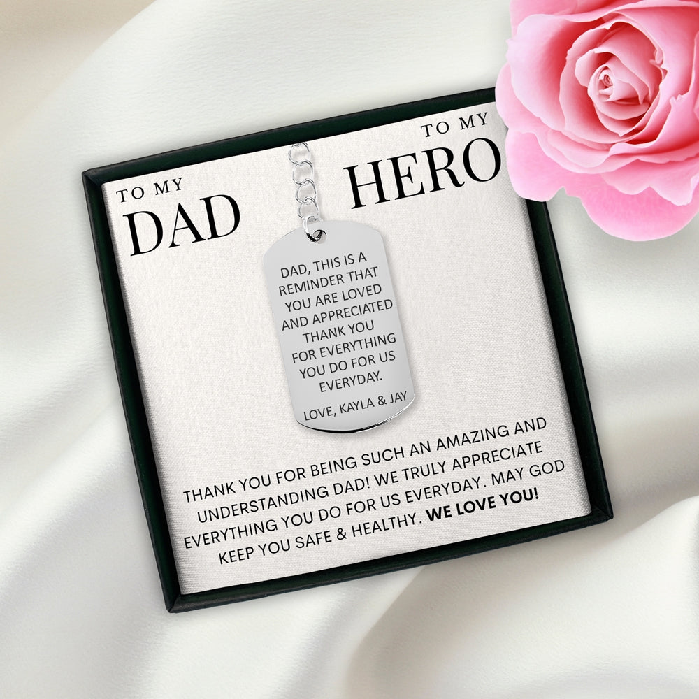 Personalized Keyrings - Hero Dad Custom Message Tag Keychain 