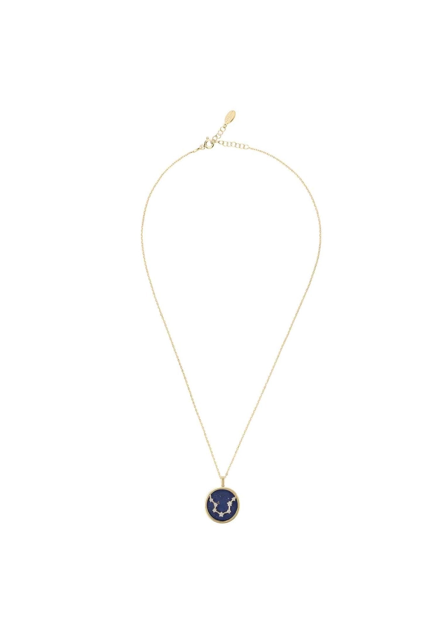 Personalized Necklaces - Zodiac Lapis Lazuli Gemstone Star Constellation Pendant Necklace Gold Aquarius 