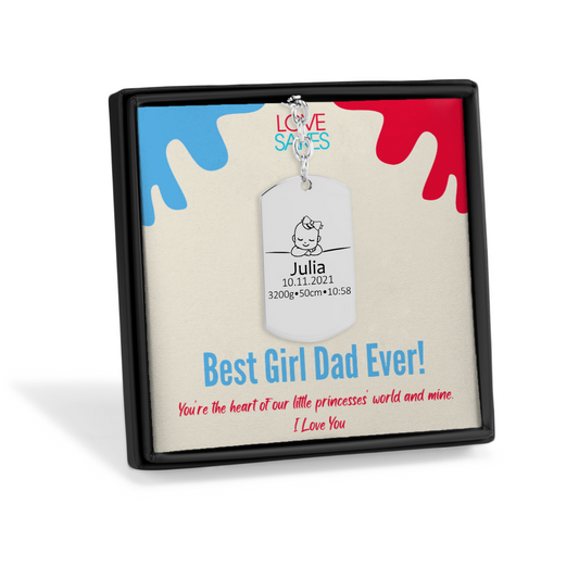 Girl Dad Gift - Keychain With Baby Birth Details
