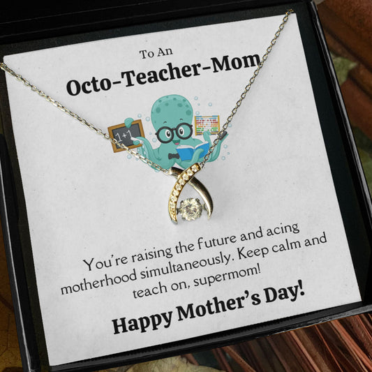 Wishbone Dancing Necklace -Octo-Teacher-Mom Card