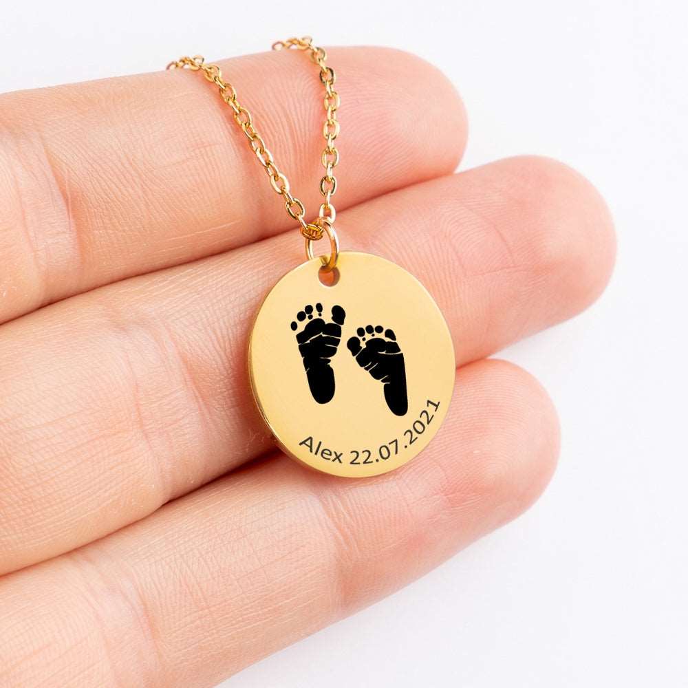 Personalized Necklaces - Custom Baby Feet Necklace 