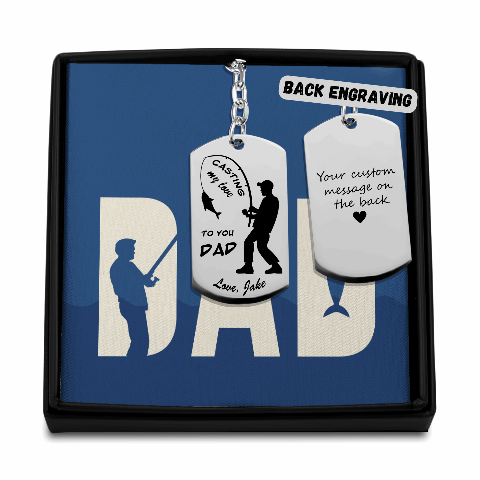 Personalized Keyrings - Casting My Love To My Fishing Dad Custom Keychain 