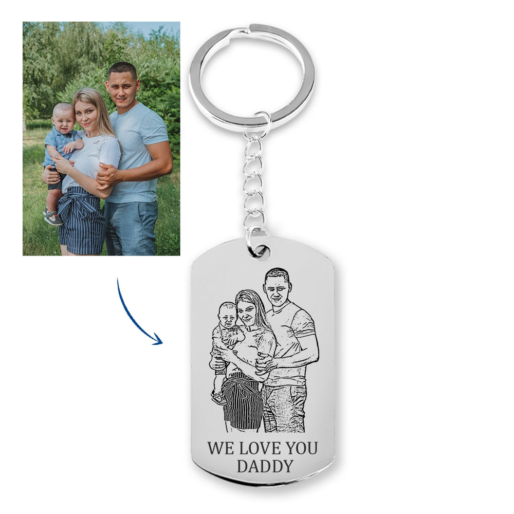 Personalized Keyrings - Father's Day Family Portrait Tag Keychain 