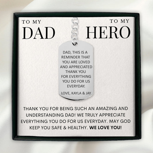 Hero Dad Custom Message Tag Keychain