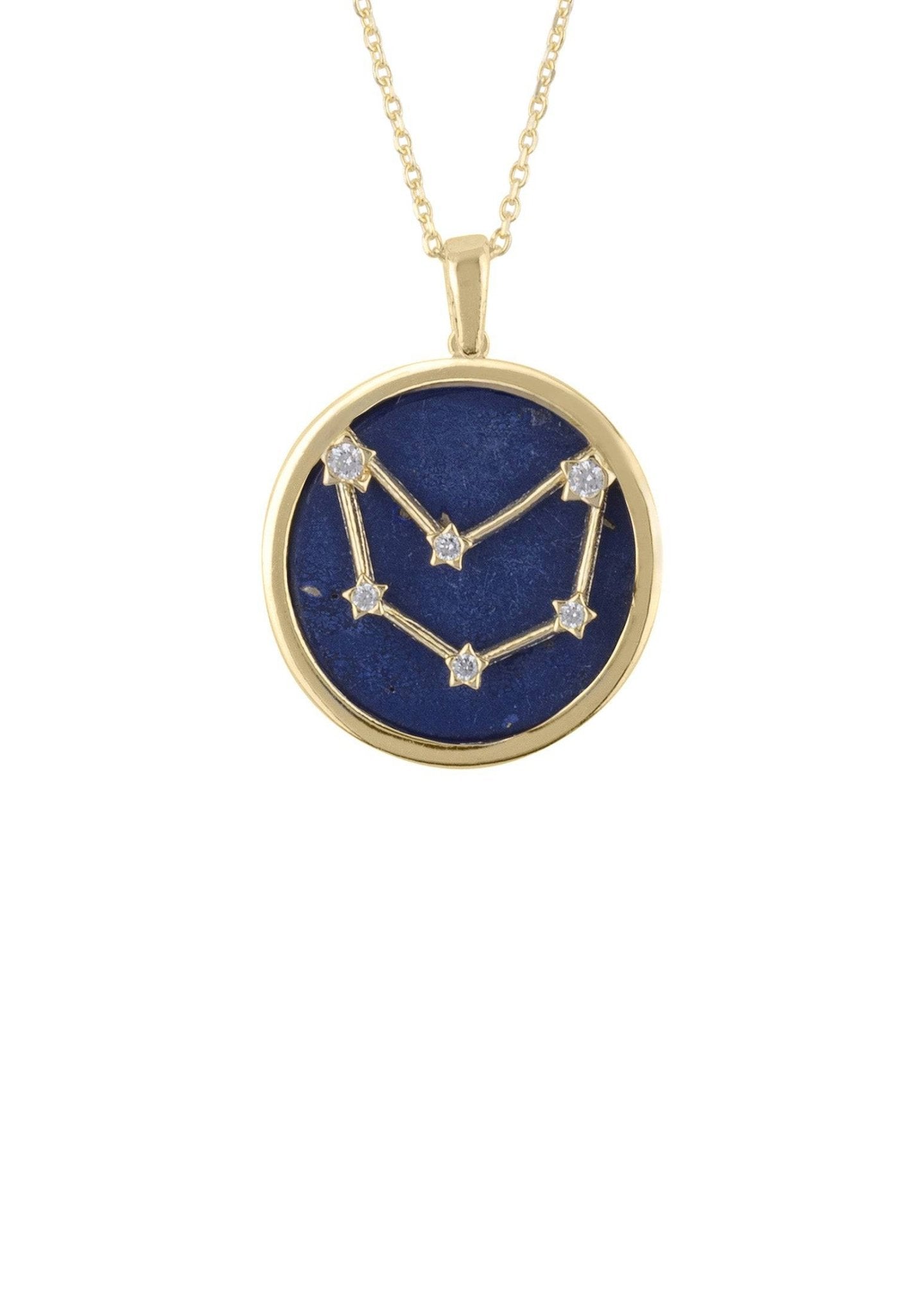 Personalized Necklaces - Zodiac Lapis Lazuli Constellation Pendant Necklace Gold Capricorn 